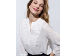 Blouse manches 3/4 unie BLANC Femme