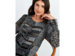 Chemisier manches longues imprimé NOIR Femme