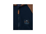 Sweat à capuche zippé bleu foncé et marron pour garçon