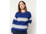Pull épais contenant de la laine rayé BLEU Femme