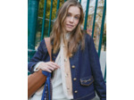 Blouson court en denim uni MARINE Femme
