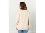 Pull épais contenant de la laine uni décoré BEIGE Femme