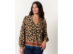 Blouse manches longues imprimé léopard NOIR Femme