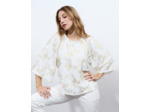 Blouse manches 3/4 unie BLANC Femme