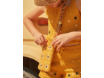 Sac besace en crochet jaune moutarde