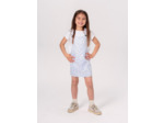 Robe-salopette bleue à imprimé léopard pour fille
