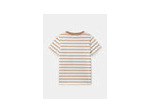 T-shirt écru à rayures marron pour garçons