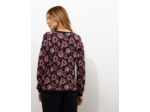 Pull fin Jacquard motif fleurs NOIR Femme