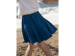 Jupe bleue plissée en jean