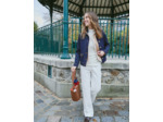 Blouson court en denim uni MARINE Femme