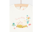 T-shirt écru à motif chat endormi pour bébé fille
