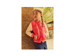 Veste teddy rouge corail avec broderie florale pour filles