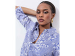 Chemisier manches longues rayé BLEU Femme