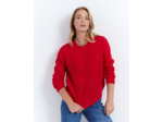 Pull épais uni ROUGE Femme