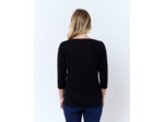 Pull fin uni décoré NOIR Femme
