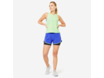 Short de fitness double couche femme, bleu électrique