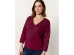 Top manches 3/4 uni BORDEAUX Femme