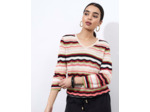 Pull fin en mélange coton rayé MULTICOLORE Femme