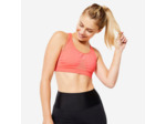Brassière sans couture dos nageur maintien modéré Femme, Rose corail