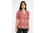 Tunique imprimée fleurs avec pompons