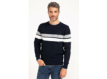 Pull col rond rayé Bande Placée
