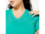 T-shirt col V fitness en coton femme, vert turquoise