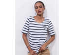Tee-shirt marinière manches coude 100% coton rayée MARINE Femme