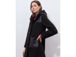 Manteau bi-matière uni NOIR Femme
