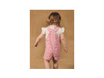 Salopette courte rose à carreaux pour bébés filles