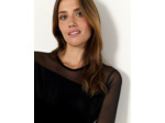 Top manches longues bi-matière uni NOIR Femme