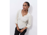 Blouse manches 3/4 unie ECRU Femme
