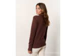 Pull épais contenant de la laine uni décoré MARRON Femme