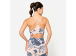 Brassière côtelée sans couture maintien léger Femme, Imprimé rose et bleu