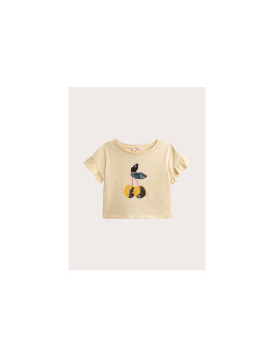 T-shirt jaune avec animation en sequins