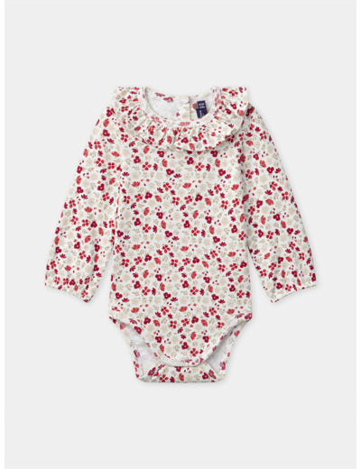 Ensemble body imprimé fleuri et chasuble en jean denim Bébé Fille