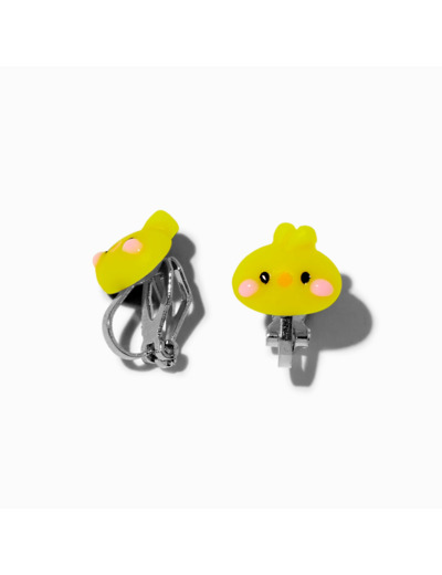 Clous d’oreilles à clip phosphorescents poussin jaunes