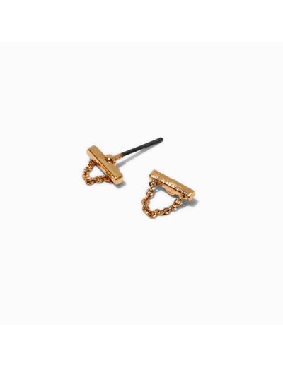 Clous d'oreilles chaîne barrette couleur argentée