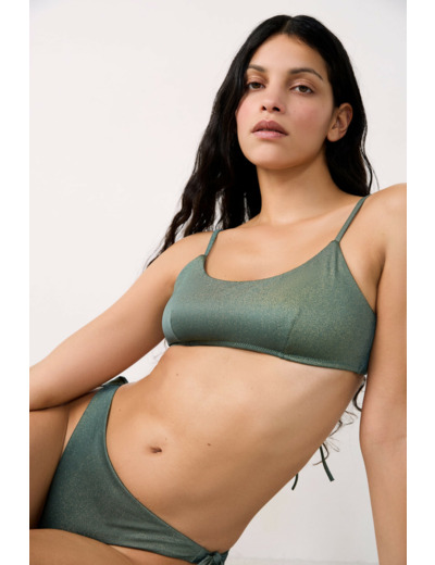 Brassière haut de maillot à nouer pailleté