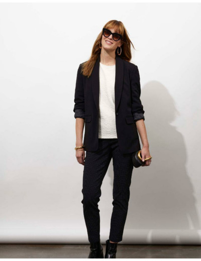 Pantalon 7/8 cigarette à pois NOIR Femme