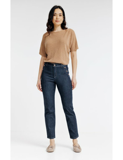 Pantalon denim coupe droite forme pont