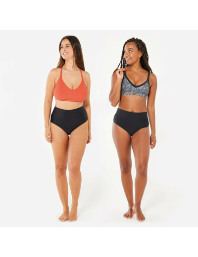 Bas de maillot de bain culotte taille haute natation Femme - Eva noir