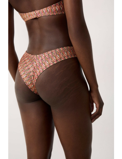 Bikini brésilien high leg bas de maillot à motif