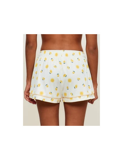 Short en jersey côtelé avec motifs soleils et citrons