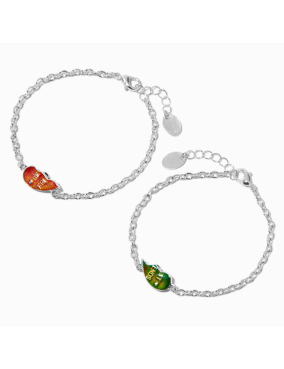 Lot de 2 bracelets d'humeur best friends à breloque en forme de cœur