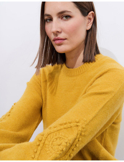 Pull épais uni JAUNE Femme