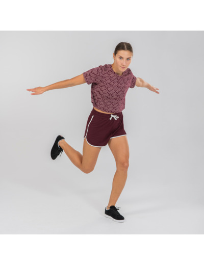 Short de danses urbaines taille haute bordeaux foncé femme