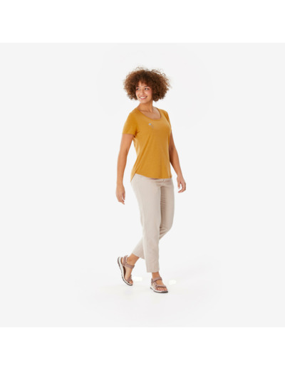 T-shirt de randonnée femme, NH500 jaune ocre