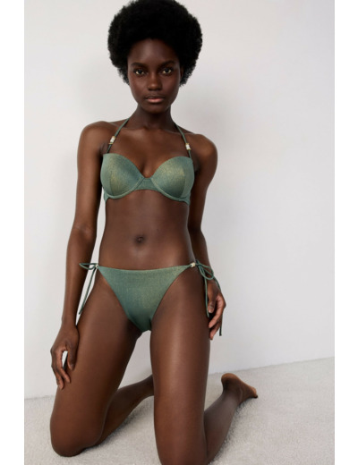 Culotte de bikini ficelle bas de maillot à nouer pailleté