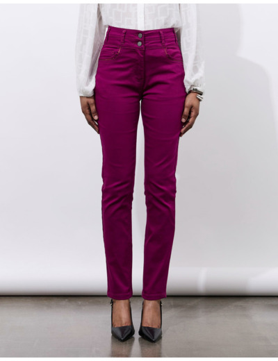 Pantalon 7/8 slim uni AUBERGINE Femme