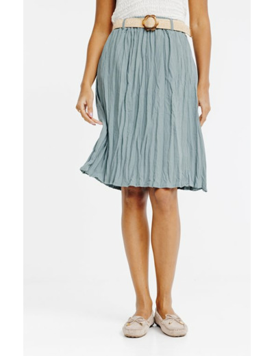 Jupe midi, froissée